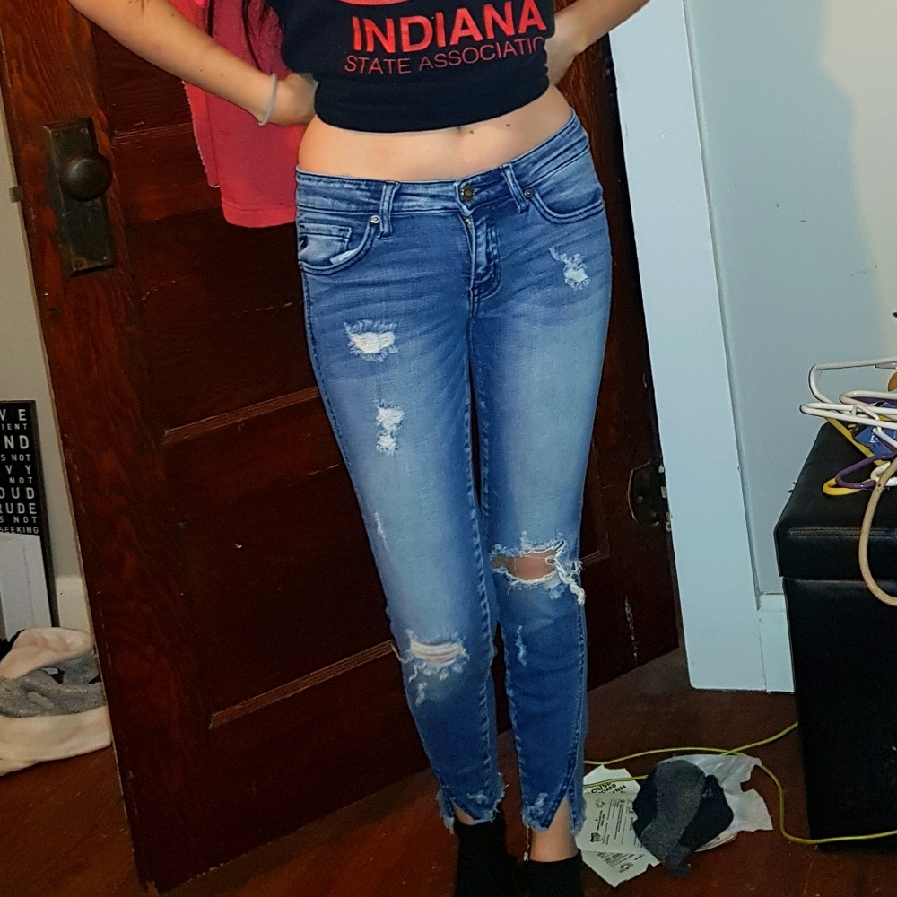 Kancan low rise distressed denim Jean's skinny